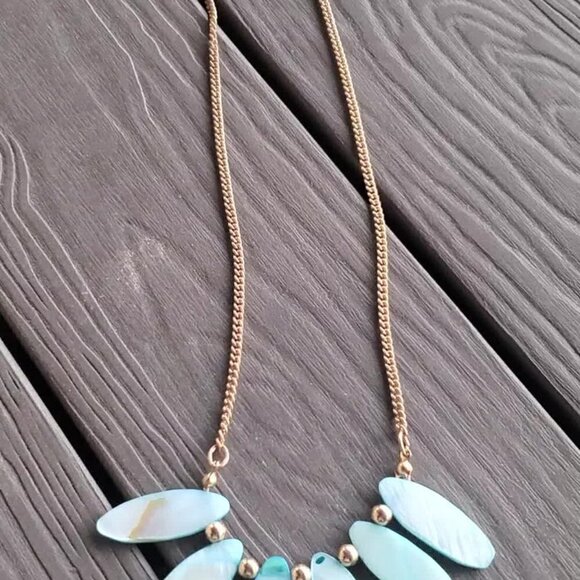 Frosted Aqua Petals Pendant Necklace 🌴 - Picture 7 of 9